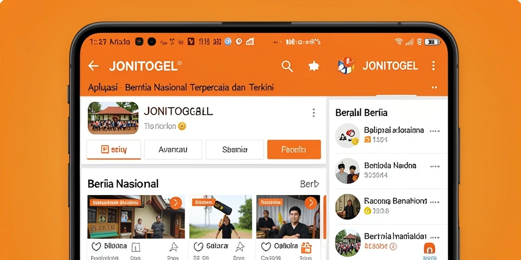 Screenshot antarmuka aplikasi JONITOGEL yang menunjukkan berita nasional terbaru.