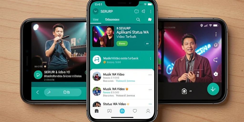 Tampilan antarmuka aplikasi SERURP yang sederhana dan menarik untuk Status WA.